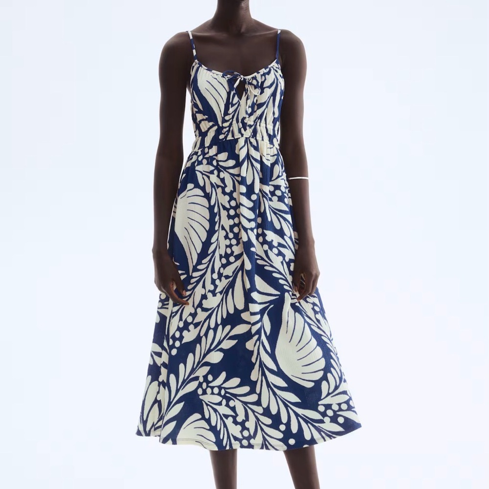 H&M Navy and Cream Maxi Dress